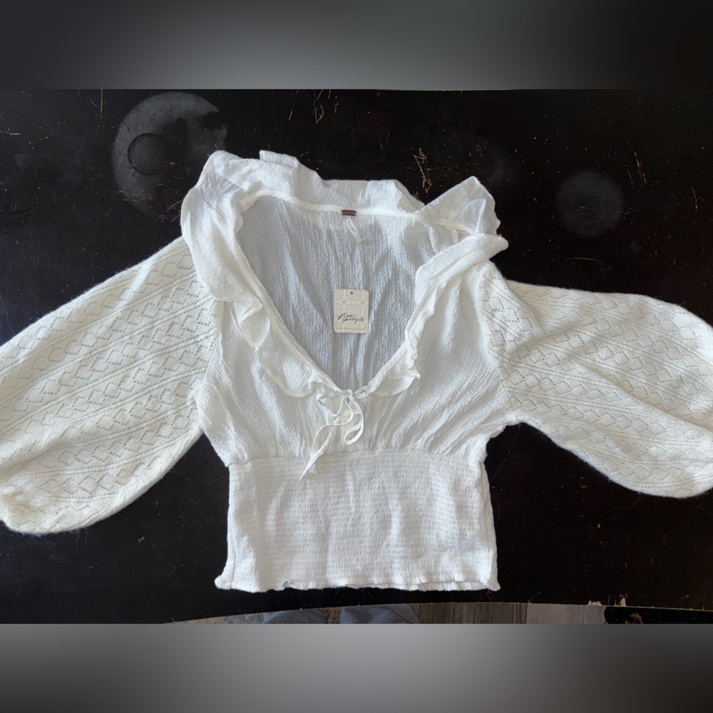 Free People Ivory Textured Top